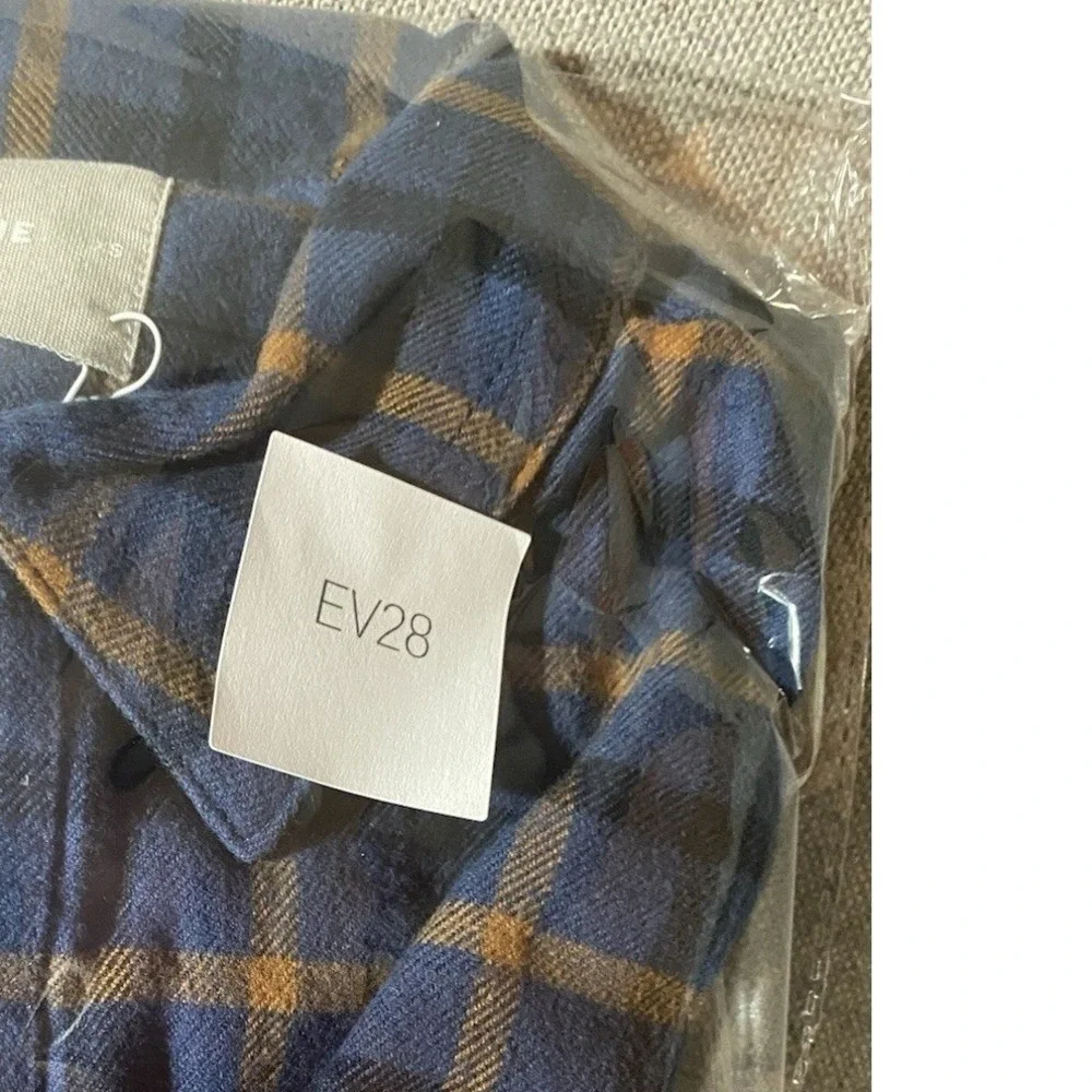 Everlane NWT Men's Flannel Button Up Shirt XS Blue Plaid Long Sleeve Fall